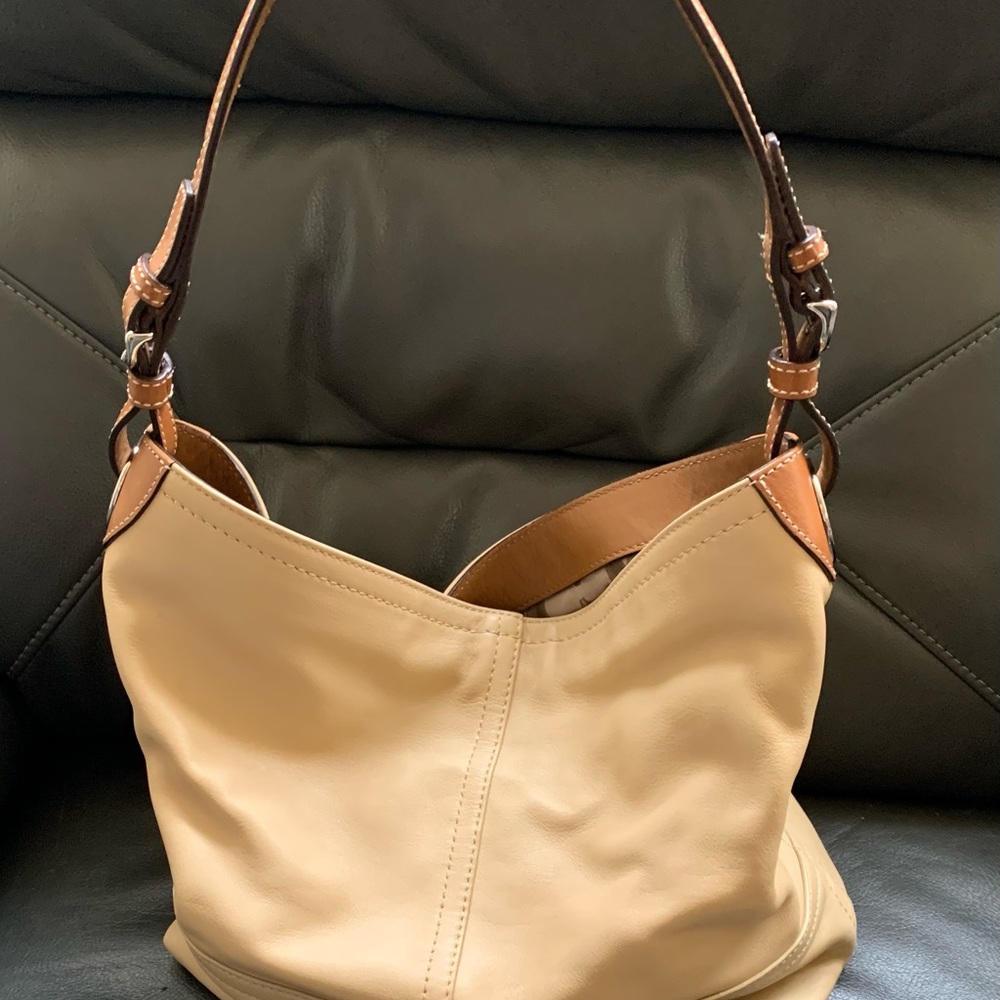 COACH beige leather hobo purse
